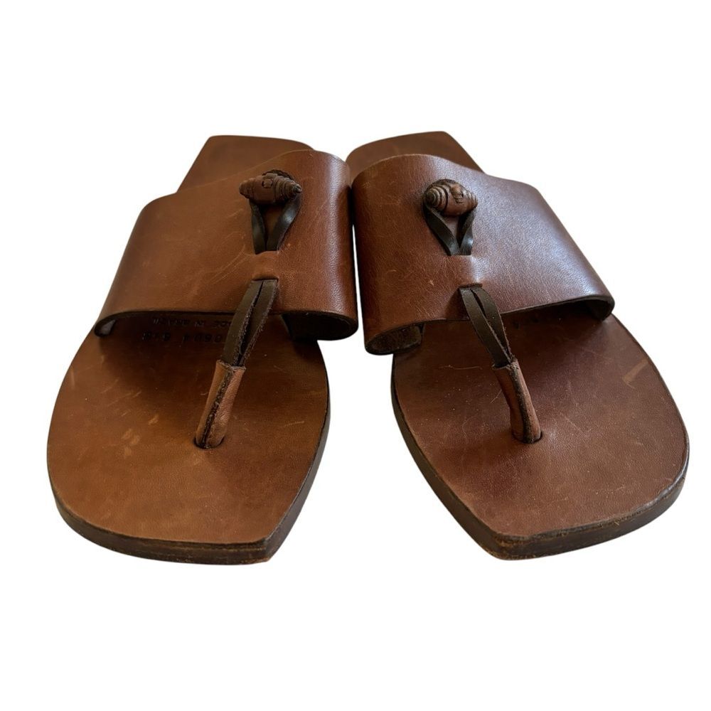 Vintage Cole Haan Country Women’s Brown Leather Toe Thong Boho Sandals 6.5B - Picture 3 of 11
